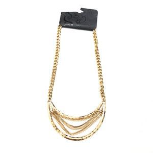 GNW Statement Necklace Gold Tone Crescent NEW